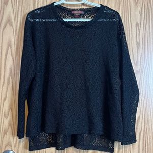 Rock&Roll Cowgirl Black Long Sleeve Lace Shirt